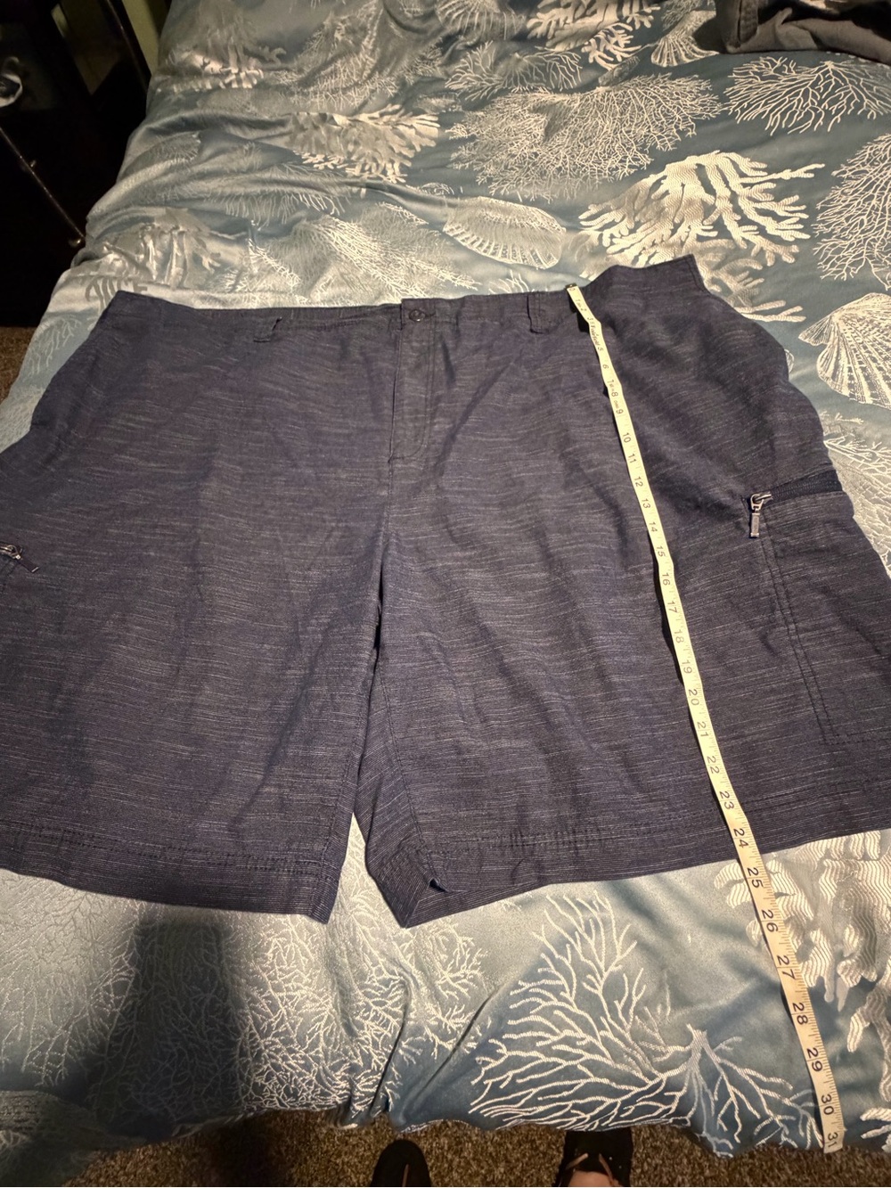 Men's Navy Cargo Shorts with Zipper Pocket